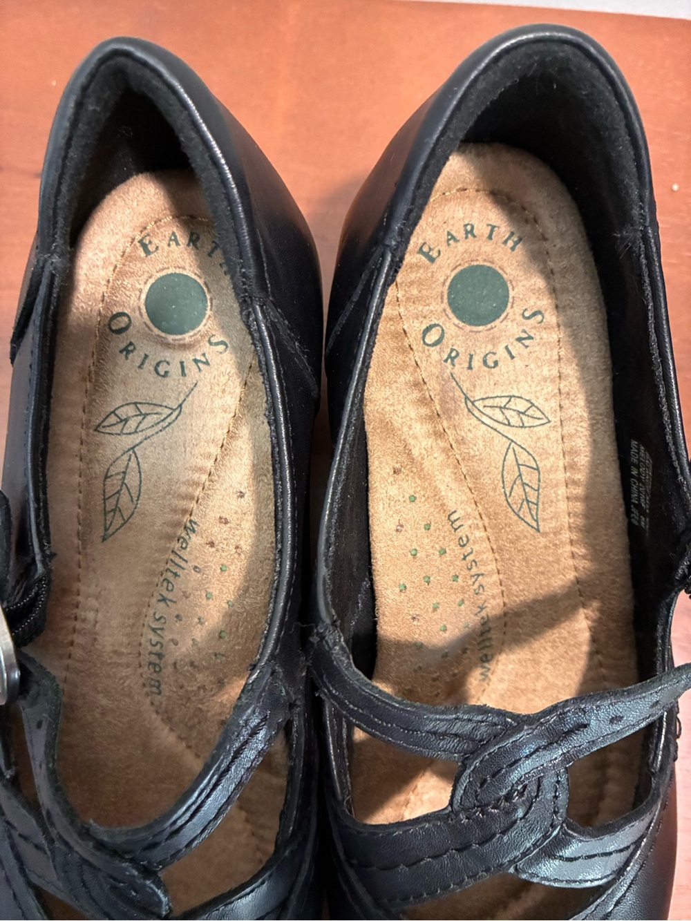 Earth Origins Melody Black Leather Mary Jane Pumps Women's Size 6 - Picture 8 of 13